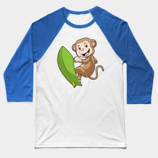 Monkey as Surfer with Surfboard Baseball T-Shirt